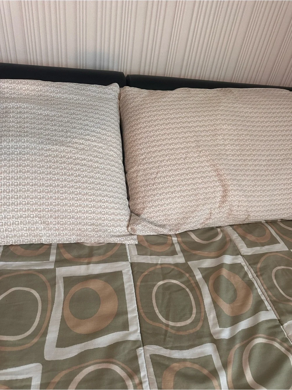 Beige and Sage Reversible Twin Comforter Set with 2 Matching Pillowcases